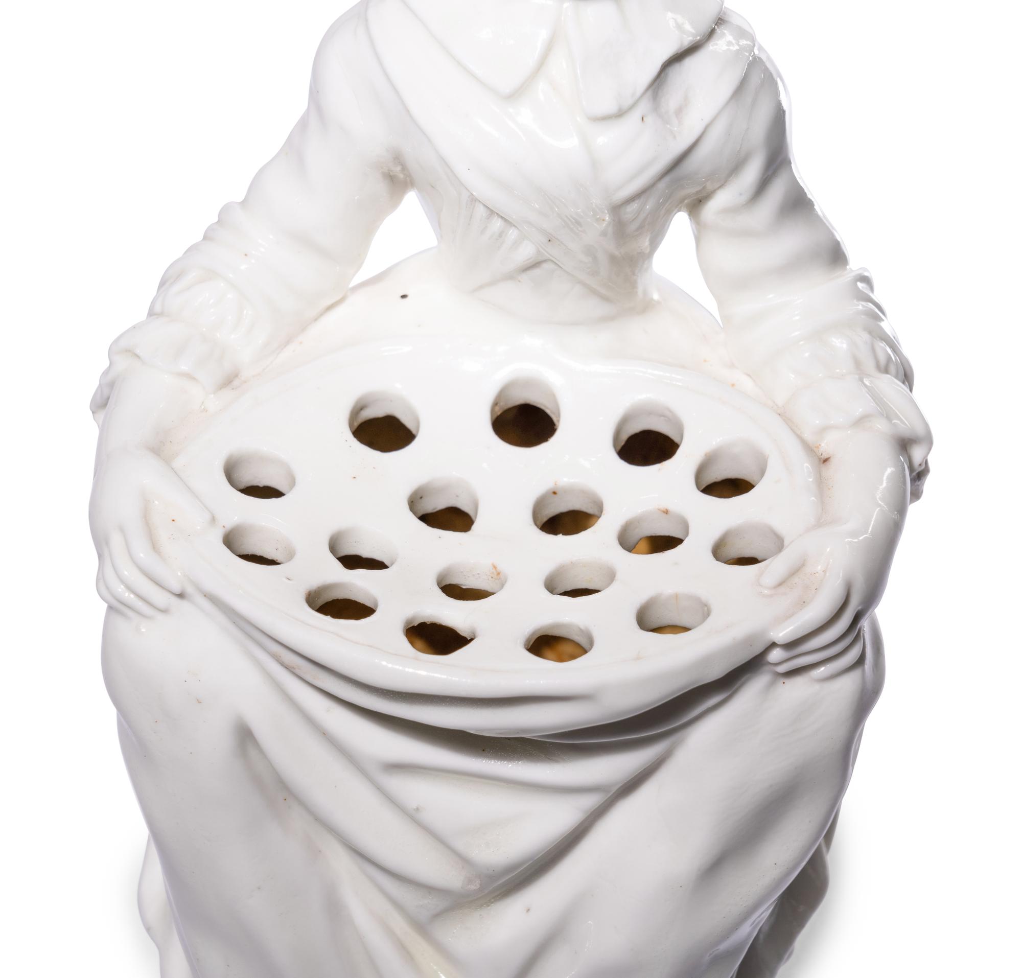 A Pair of French Soft-Paste Porcelain White Bouquetière Figures