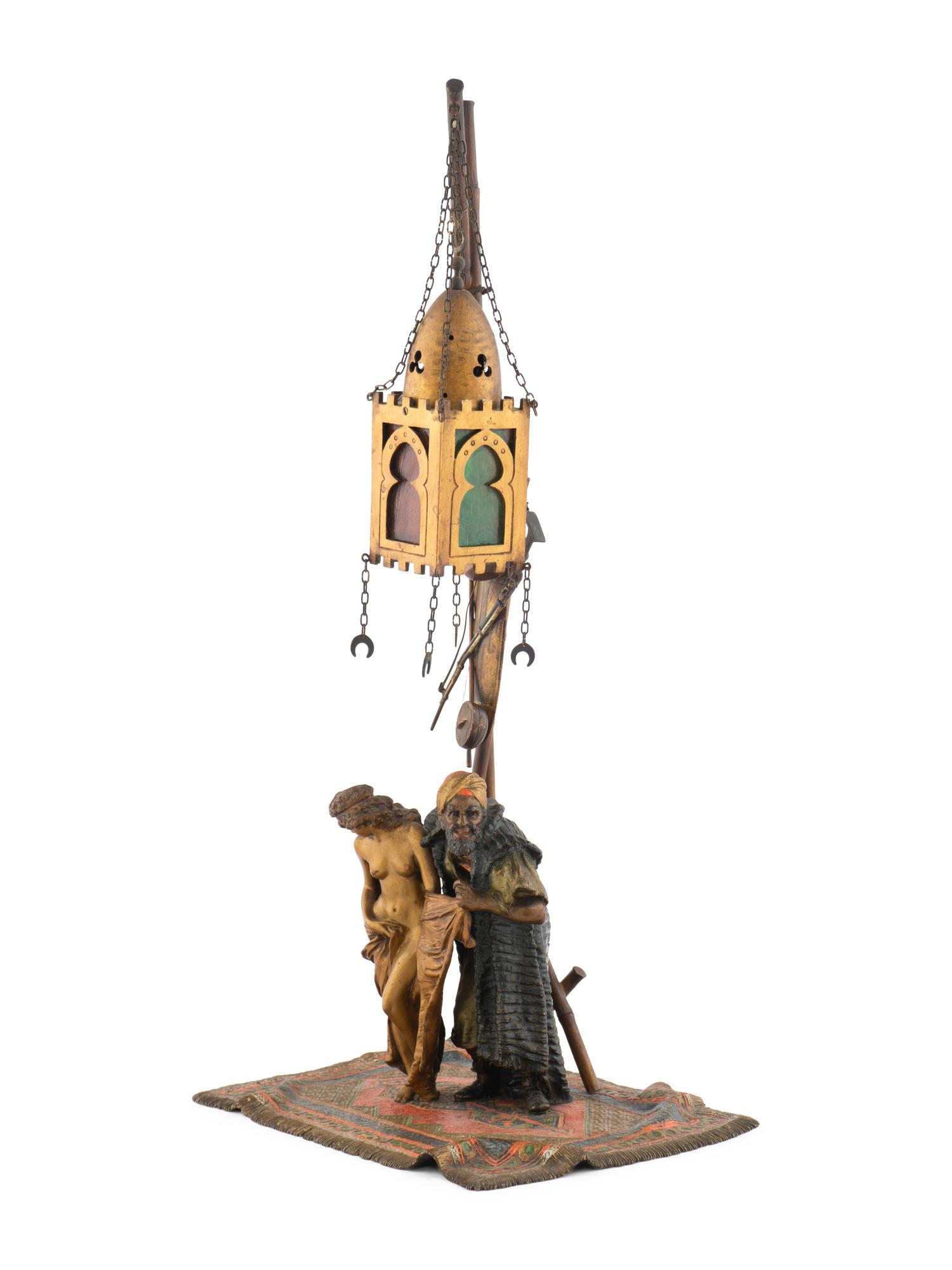 An Austrian Cold Painted Bronze Figural Lamp
