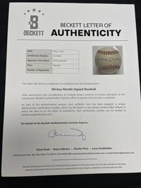 A Mickey Mantle Signed Autograph Baseball (Beckett Authentication Services Letter)