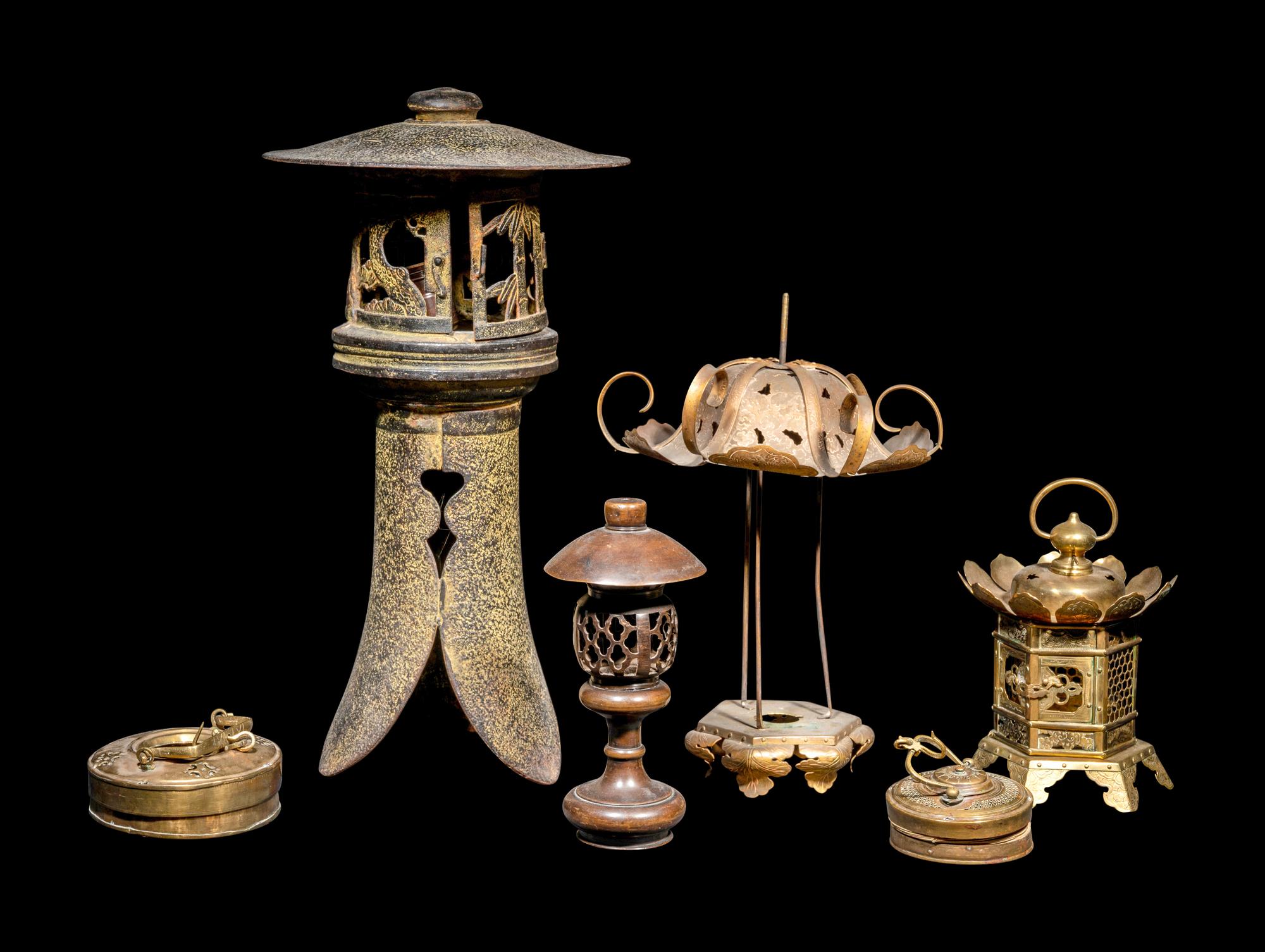 Six Japanese Metal Lanterns