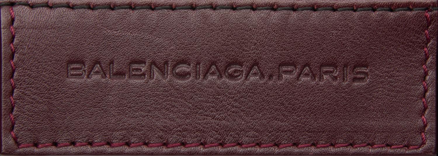 BALENCIAGA, BURGUNDY SUEDE CITY BAG