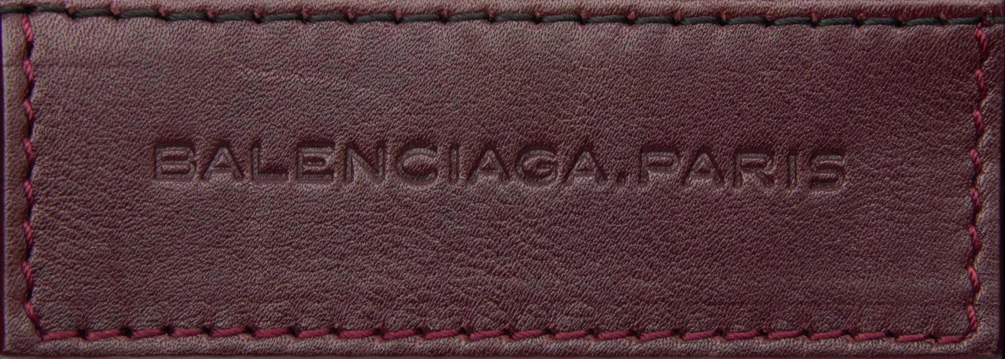 BALENCIAGA, BURGUNDY SUEDE CITY BAG