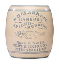 An 'R. H. Clark & Co. Hamburg Spiced Herring' Stenciled Stoneware Crock