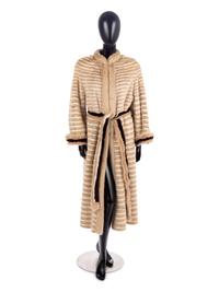 Vintage Striped Mink Coat, 1970-90s