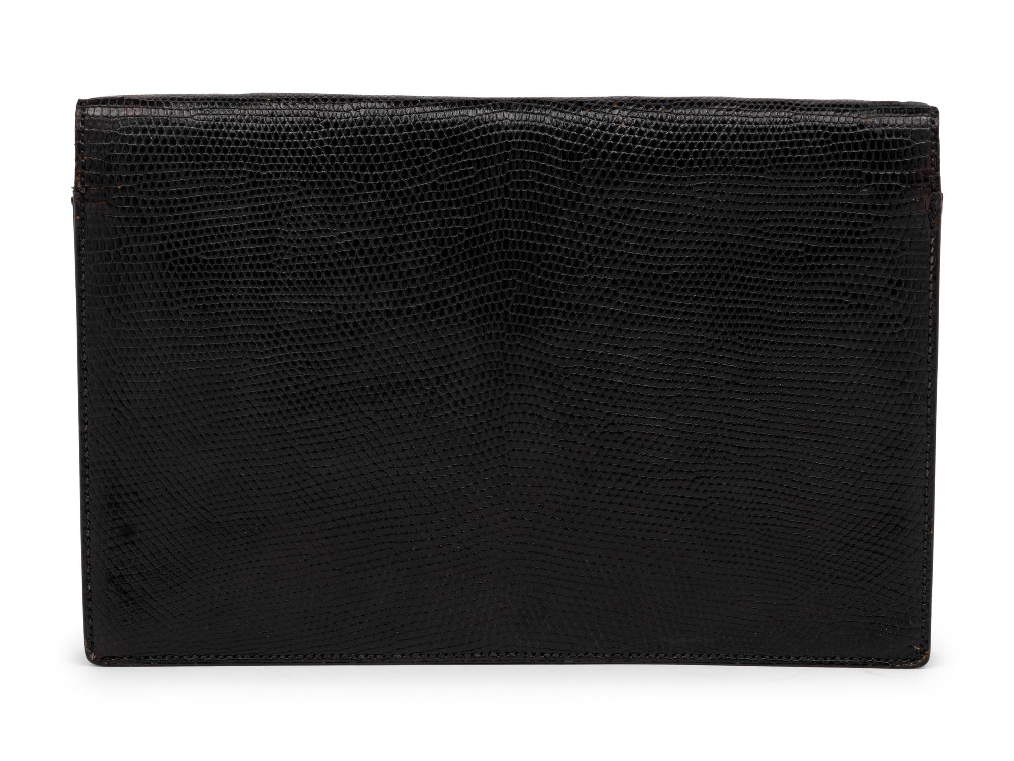 Hermès Lydie Clutch in Black Lizard, Mid-Late 20th Century