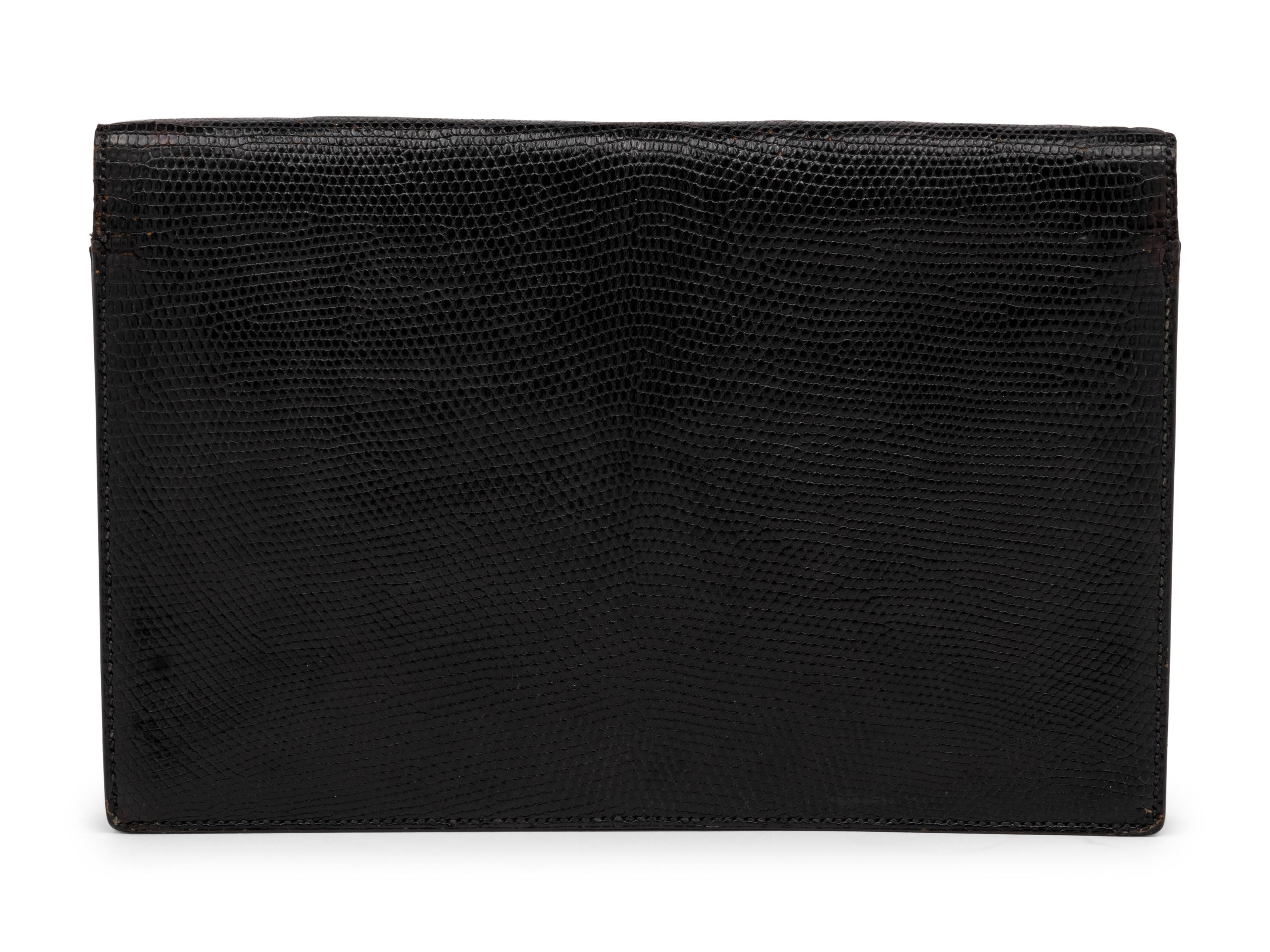 Hermès Lydie Clutch in Black Lizard, Mid-Late 20th Century