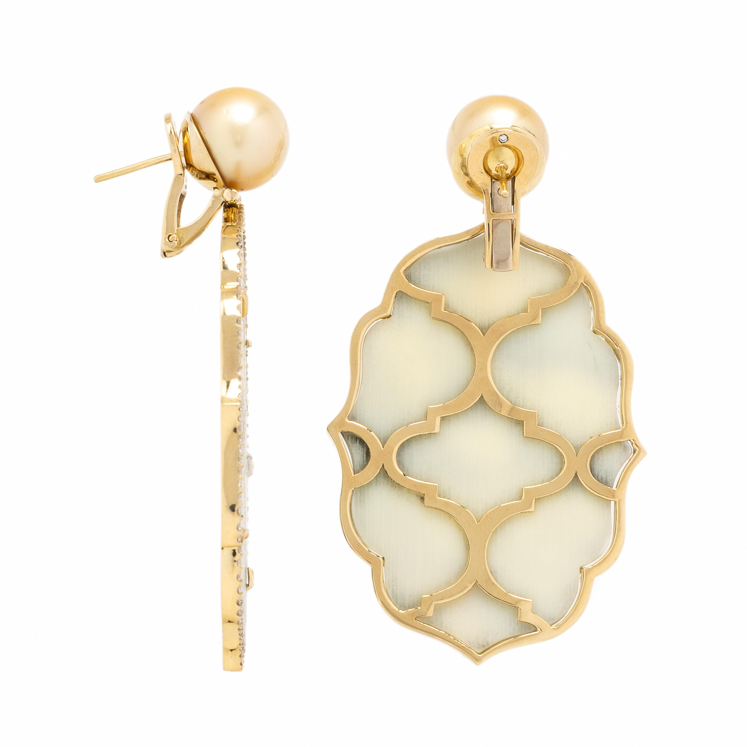 Silvia Furmanovich, Hand-Painted Miniature, Diamond, and Cultured Pearl 'India' Earrings