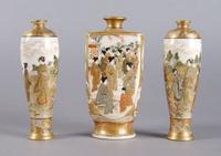 A Pair of Japanese Satsuma Vases, Height of pair 6 inches.