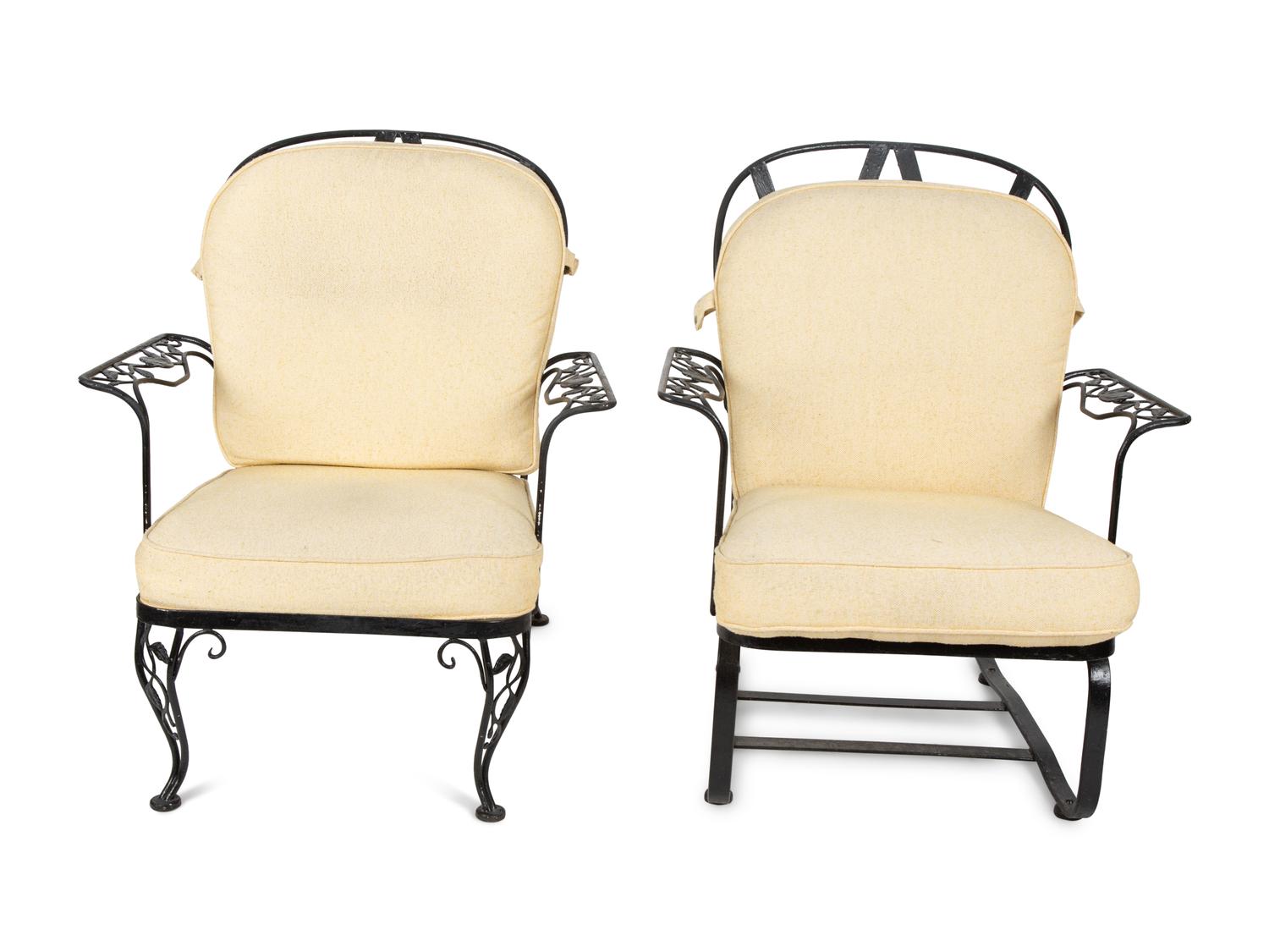A Pair of Salterini Wrought Iron Armchairs