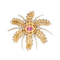 TIFFANY & CO., RUBELLITE TOURMALINE, TANZANITE, AND DIAMOND 'FIREWORKS' BROOCH