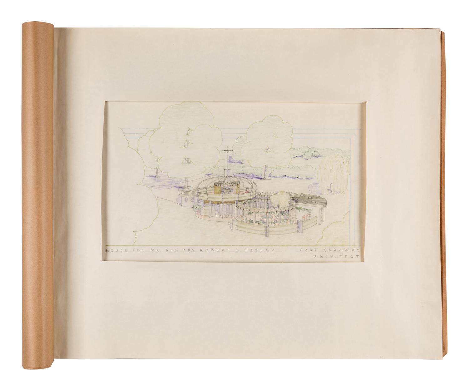 CAREY, Jesse Claude "Carey" (1917-1994). A group of original architectural drawings, blue prints, and plans, comprising drawings and printed plans of: