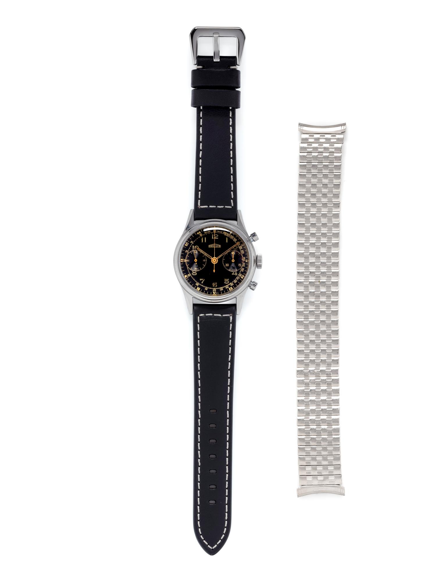 ANGELUS, VINTAGE, STAINLESS STEEL CHRONOGRAPH WRISTWATCH