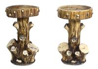 A Pair of Glazed Ceramic Naturalistic Tree-Form Jardinieres Height 35 1/2 x diameter 21 1/2 inches. — 20TH CENTURY