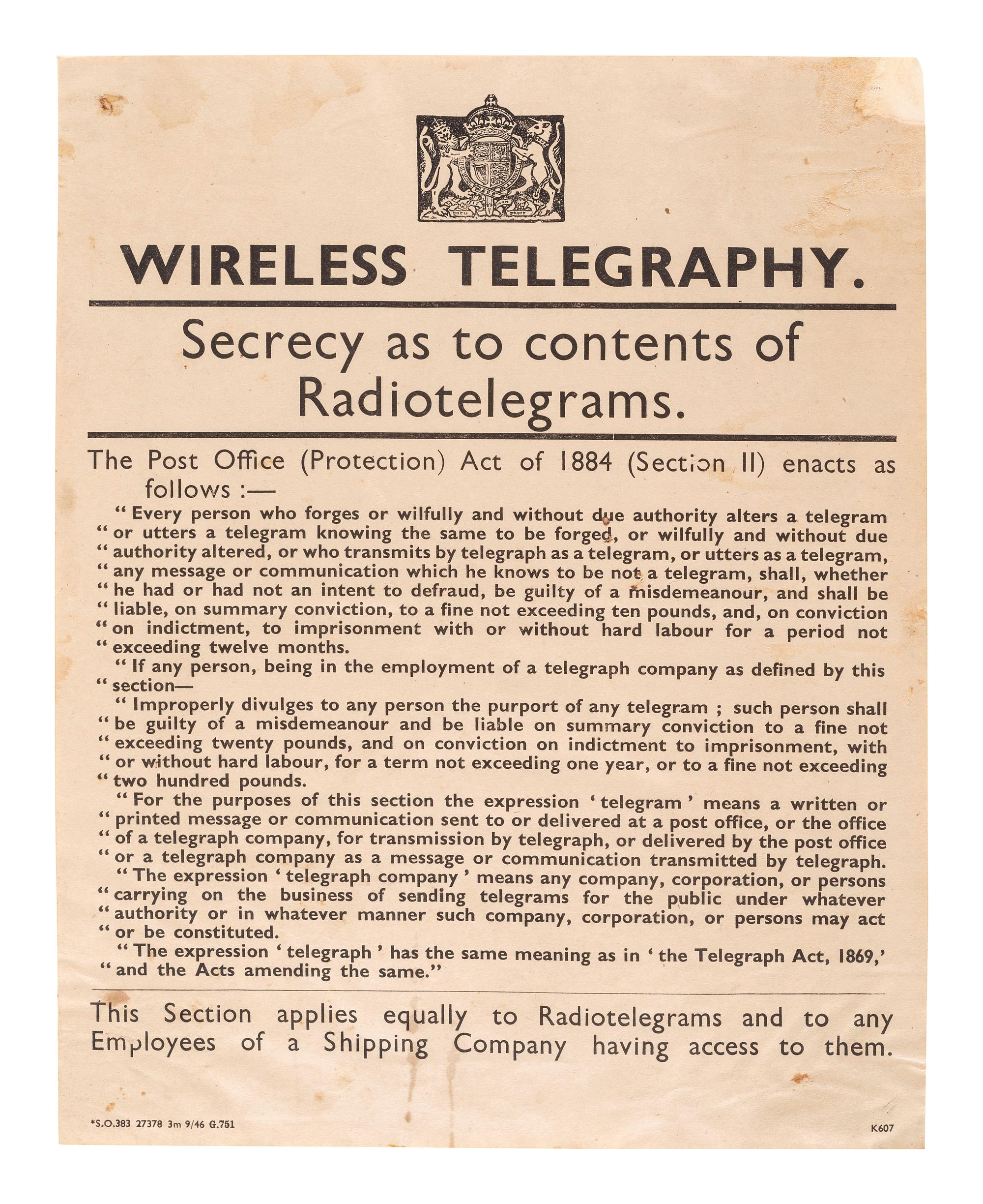 [SCIENCE & TECHNOLOGY]. A group of 2 telegraphy-related items, comprising: