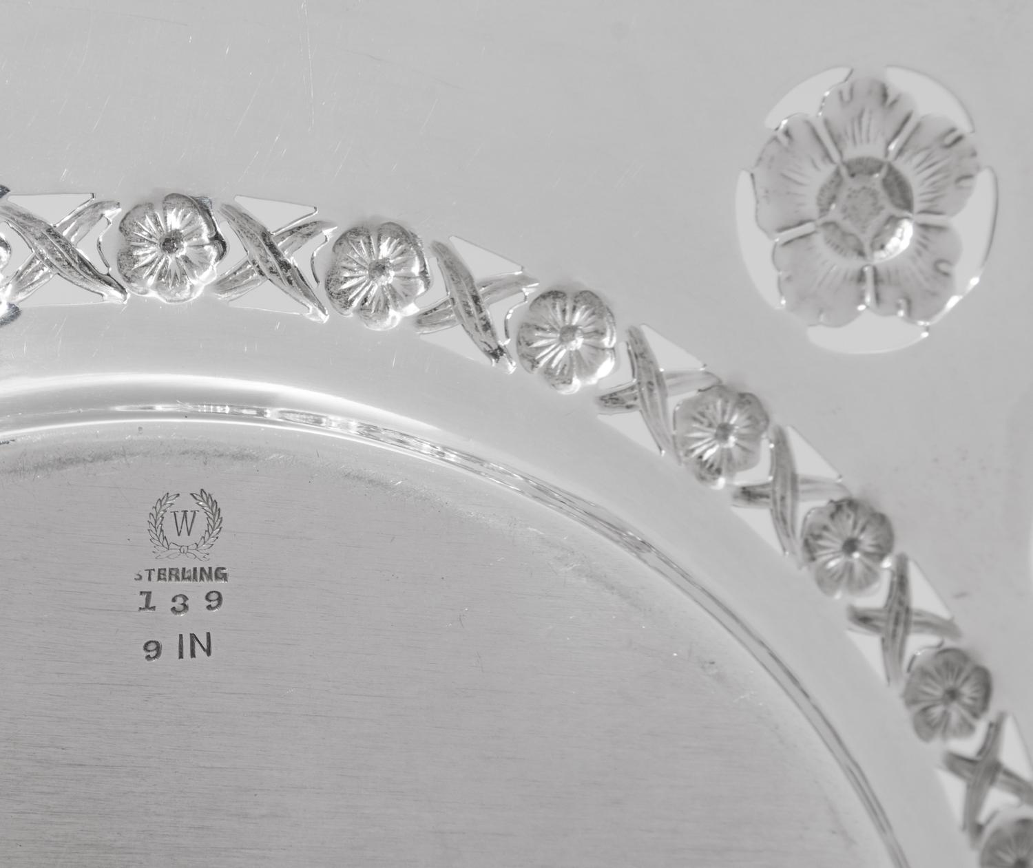 An English Silver Cake Basket and an American Silver Sandwich Plate