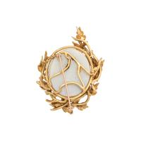 YELLOW GOLD, OPAL DOUBLET AND EMERALD BROOCH