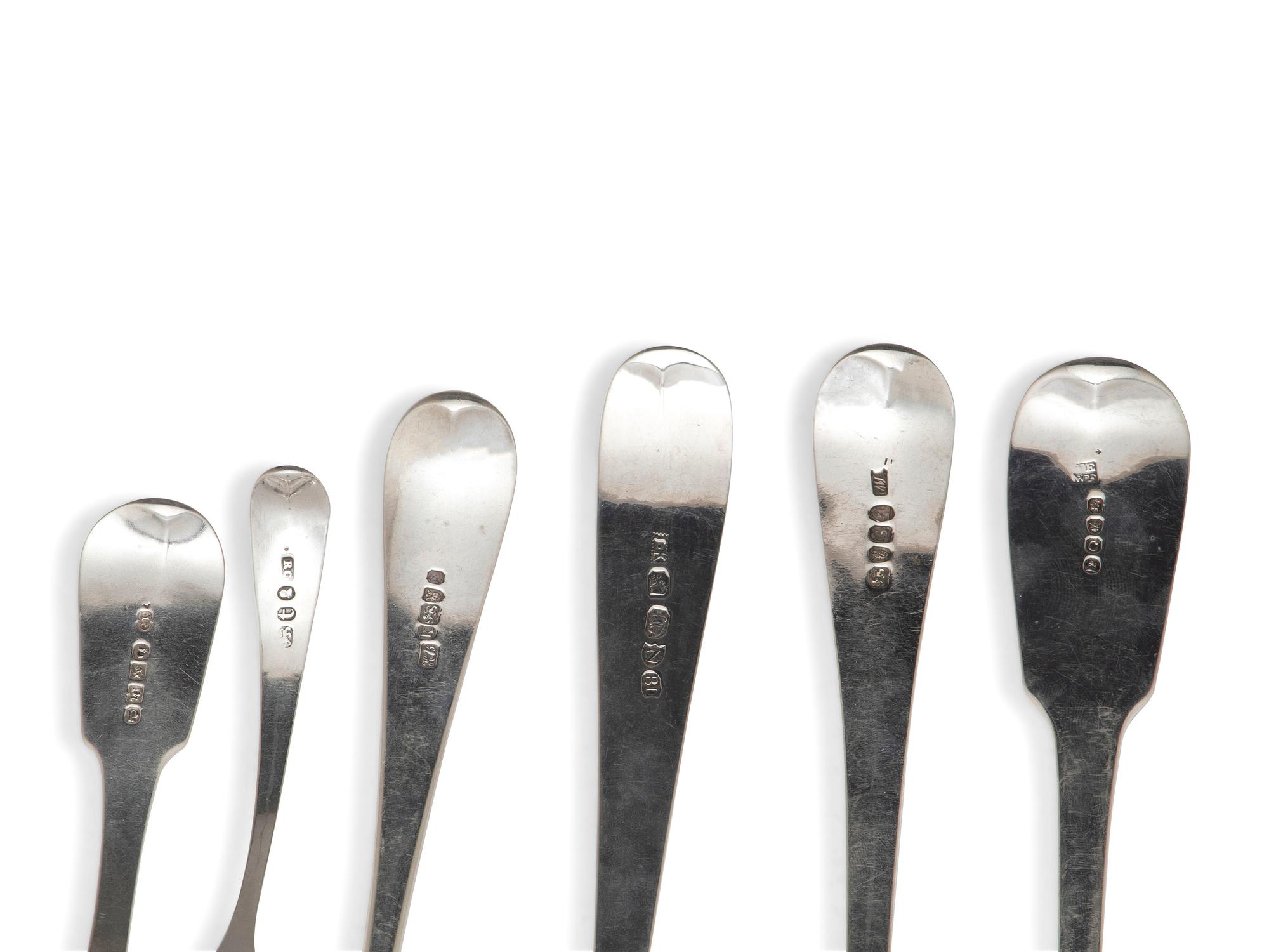 A Collection of Irish and English Silver Flatware Articles