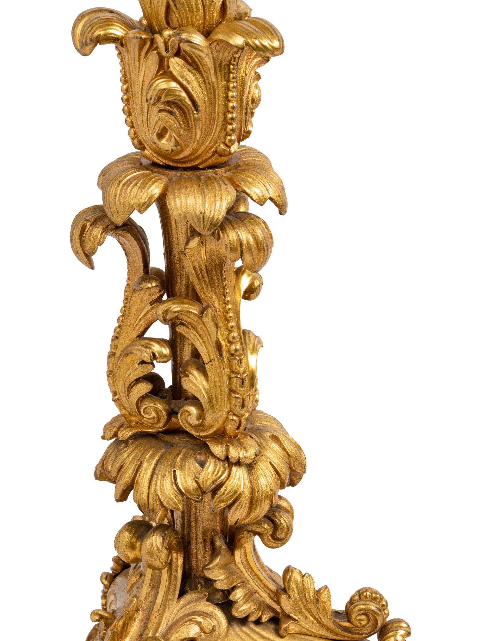 A Pair of French Gilt Bronze Seven-Light Table Lamps After Pierre-Philippe Thomire (French, 1751-1843)