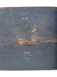 A Country Blue Painted Bentwood Locking Cover Bride's Box