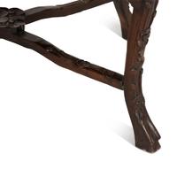 A Chinese Carved Hardwood Low Table with Marble Inset Top