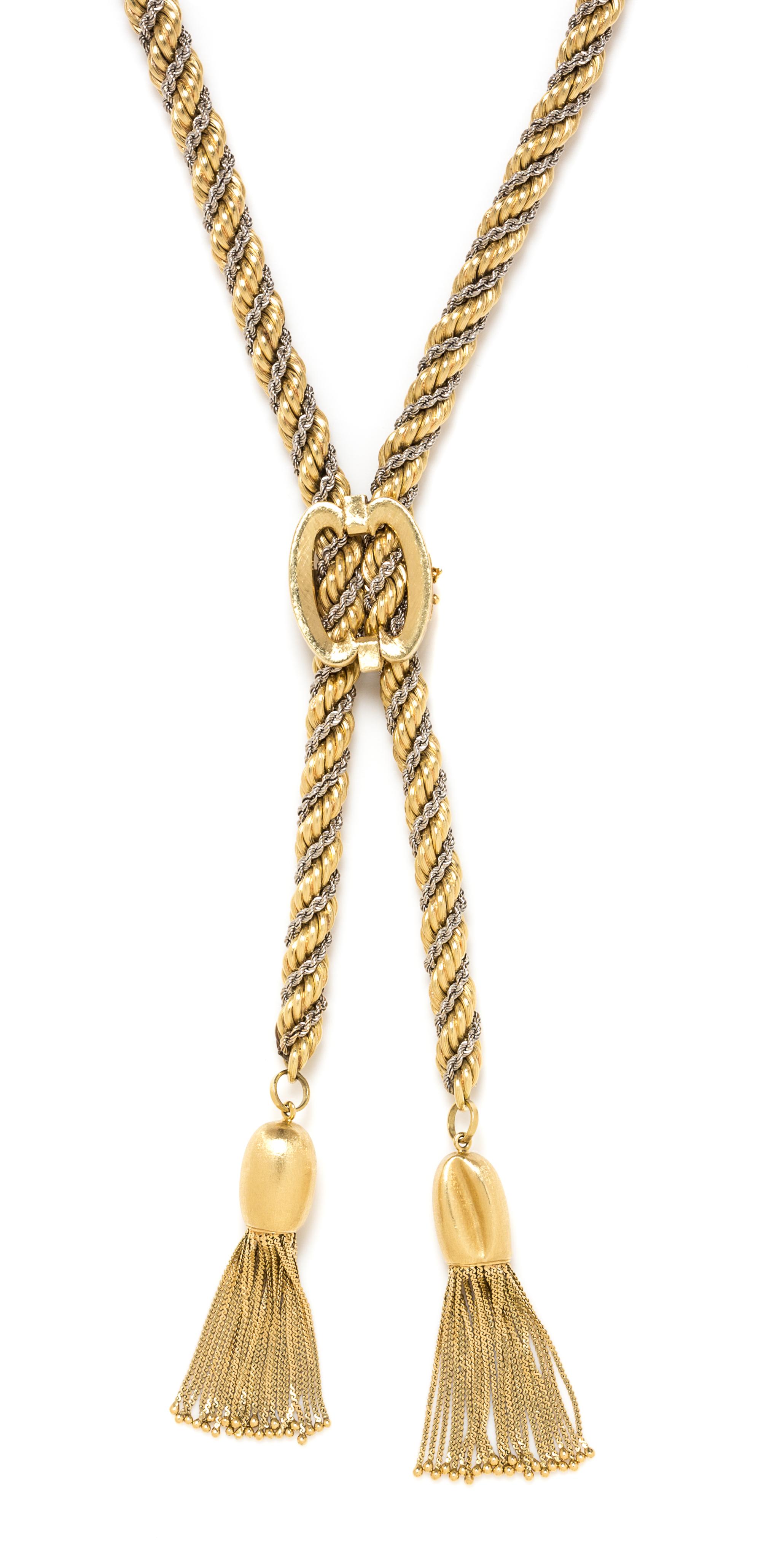 An 18 Karat Bicolor Gold Lariat Necklace, Italian, 196.10 dwts.