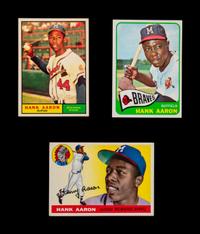 A Group of Three Hank Aaron 1950s and 1960s Topps Baseball Cards Including 1955 Card No. 47,