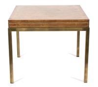 A Contemporary Brass Inlaid Walnut Square Table — 20TH CENTURY