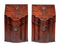 A Pair of Georgian Mahogany and Checkered Inlay Knife Boxes