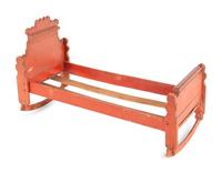 A Scandinavian Painted Pine Doll's Bed