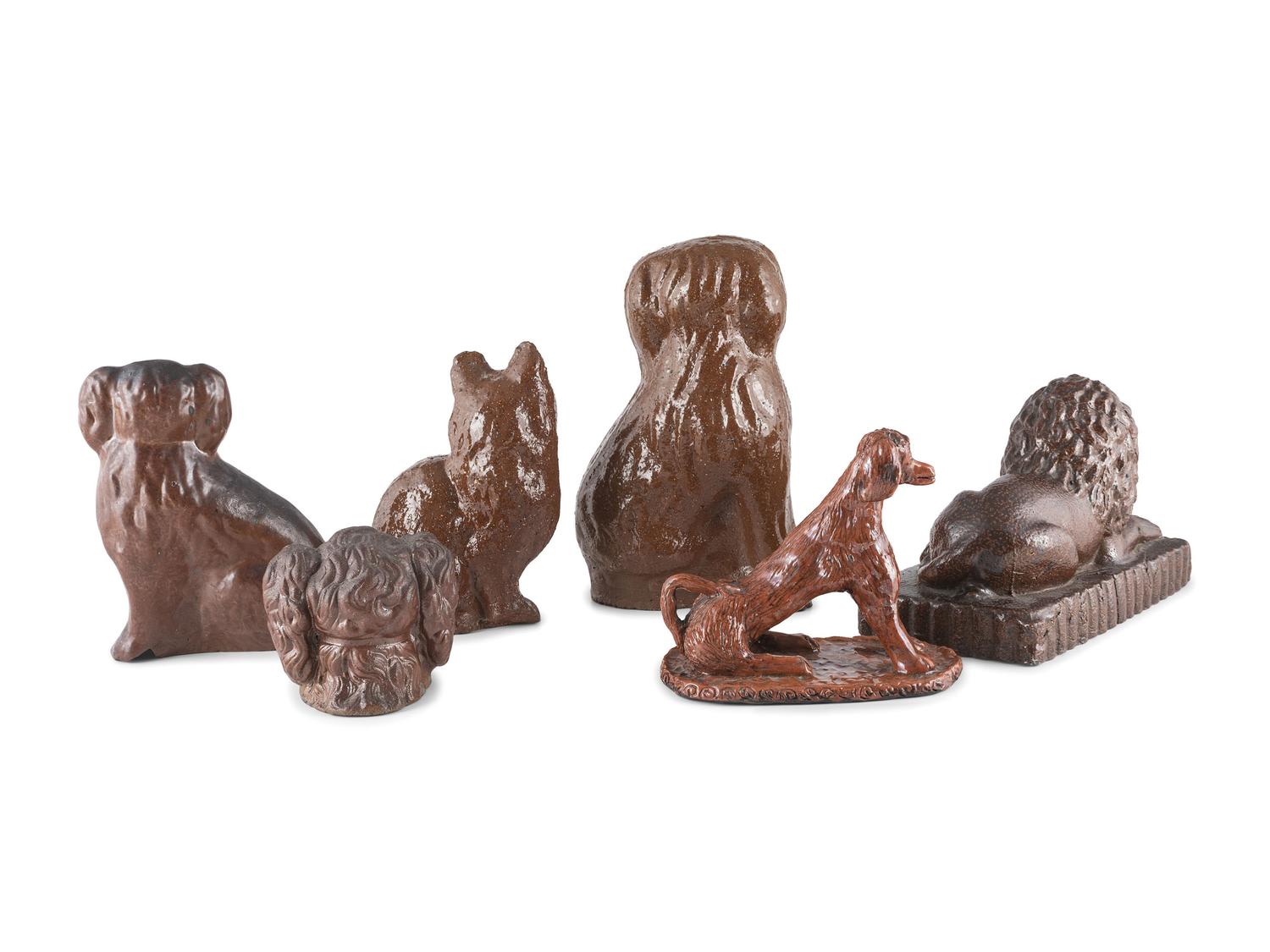 A Group of Sewer Tile and Redware Animal Figures