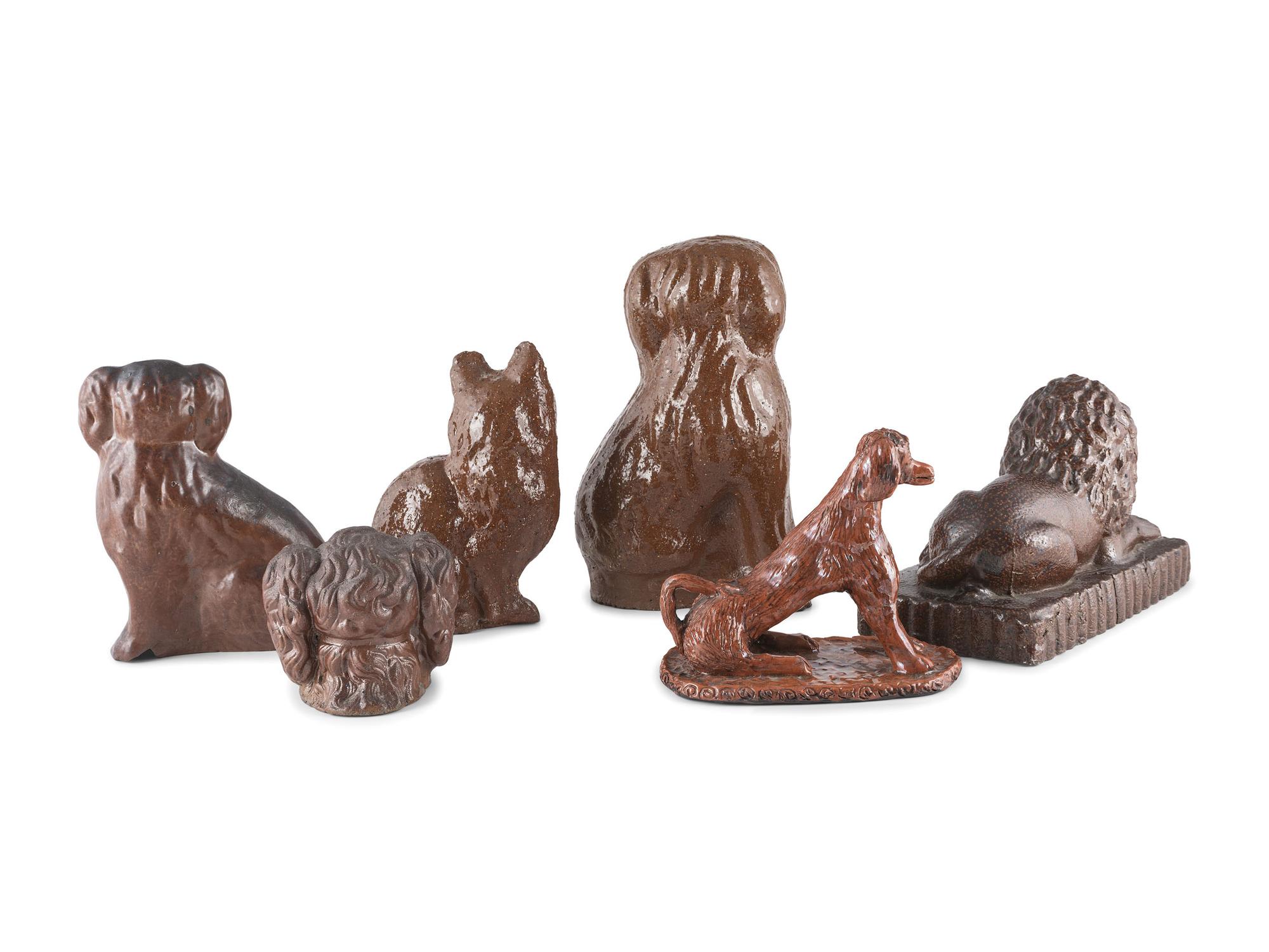 A Group of Sewer Tile and Redware Animal Figures