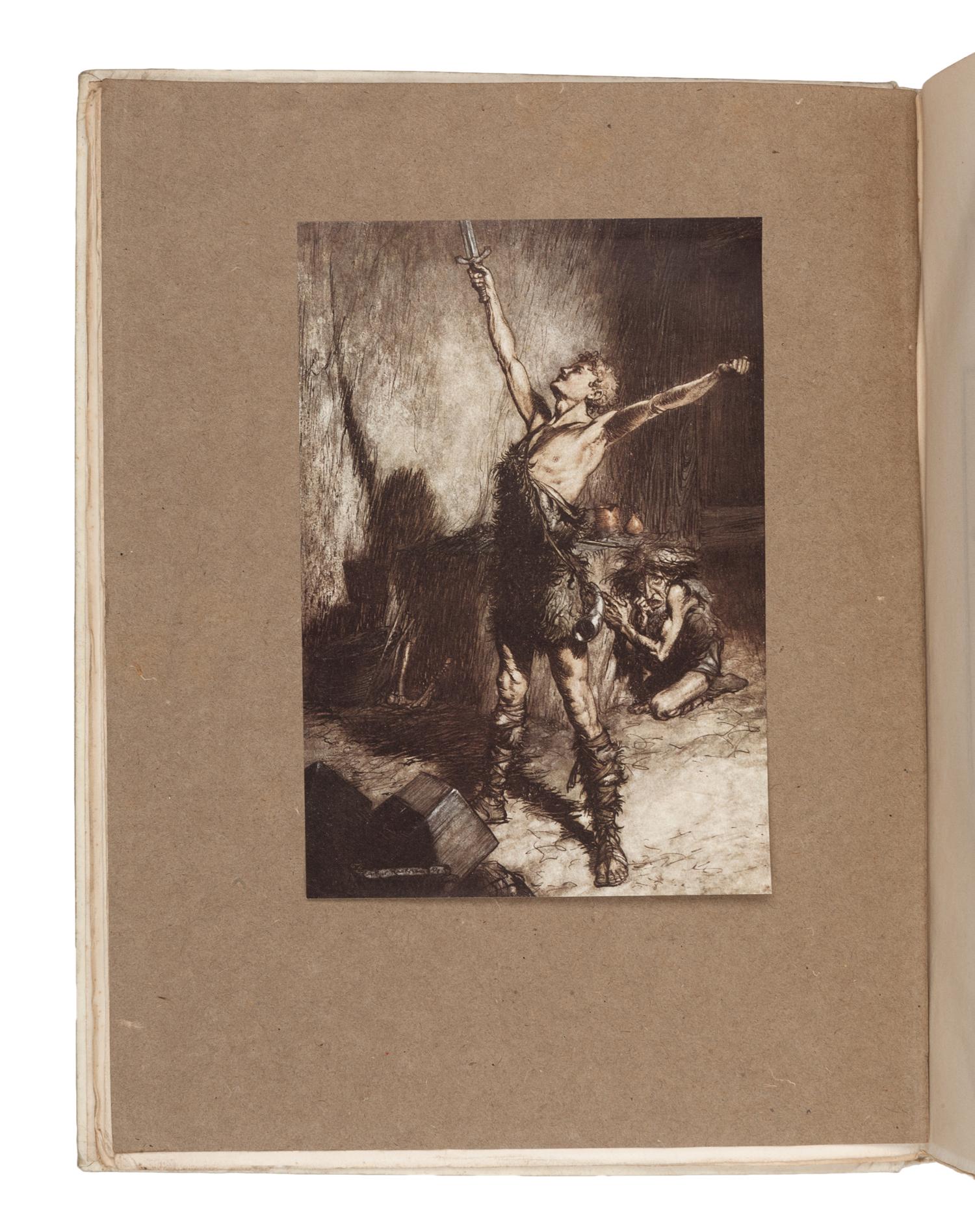 [ILLUSTRATED BOOKS]. RACKHAM, Arthur (1867-1939), illustrator. -- WAGNER, Richard (1813-1883). Margaret Armour, translator. Siegfried & the Twilight of the Gods. London and New York: William Heinemann and Doubleday Page & Co, 1911.