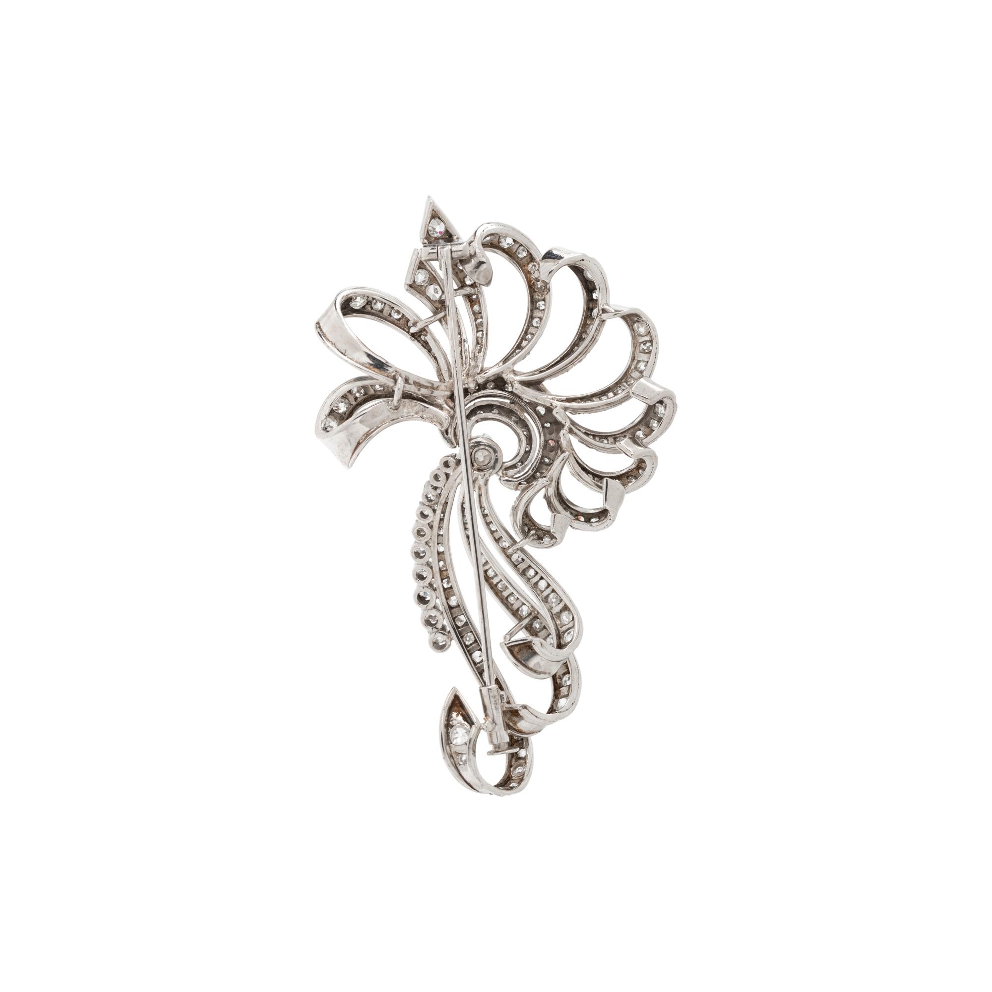 PLATINUM AND DIAMOND SPRAY BROOCH