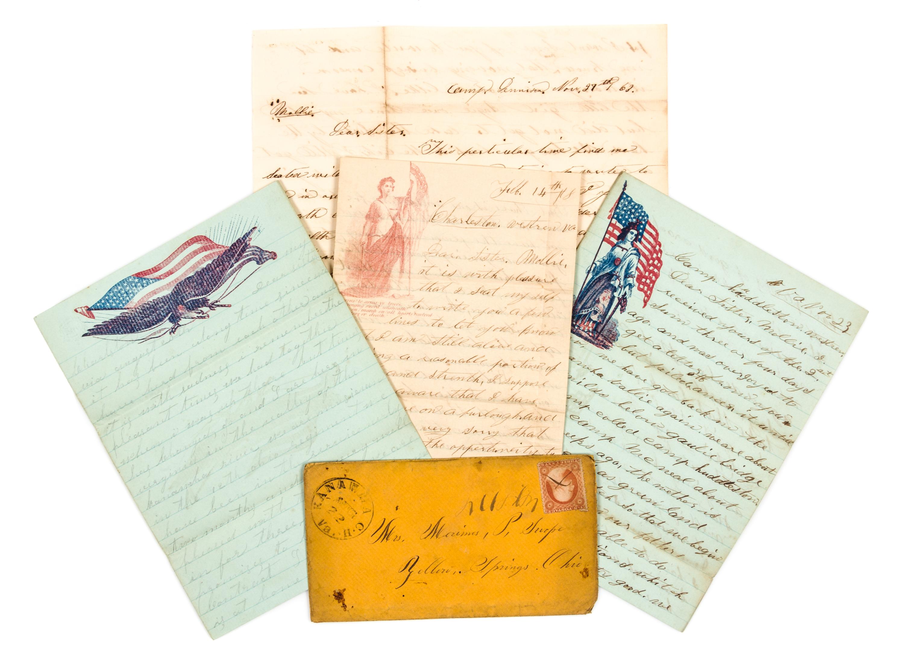 (CIVIL WAR ARCHIVE) SWOPE, MERRIMISS HARRIS. Archive of 24 autographed letters from 2 Civil War soldiers to their sister, 1860-61.