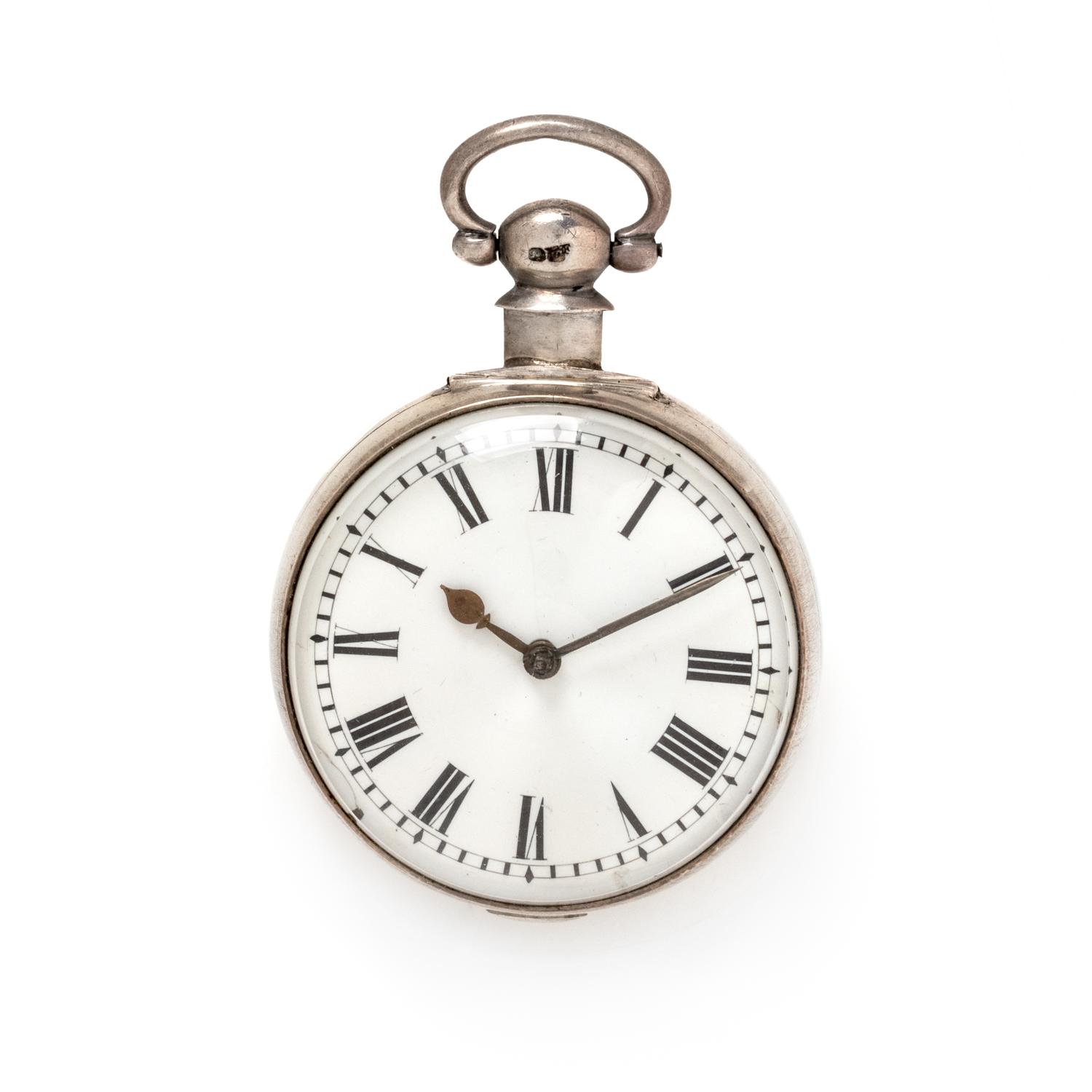 BRITISH, STERLING SILVER OPEN FACE POCKET WATCH