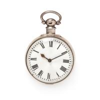 BRITISH, STERLING SILVER OPEN FACE POCKET WATCH