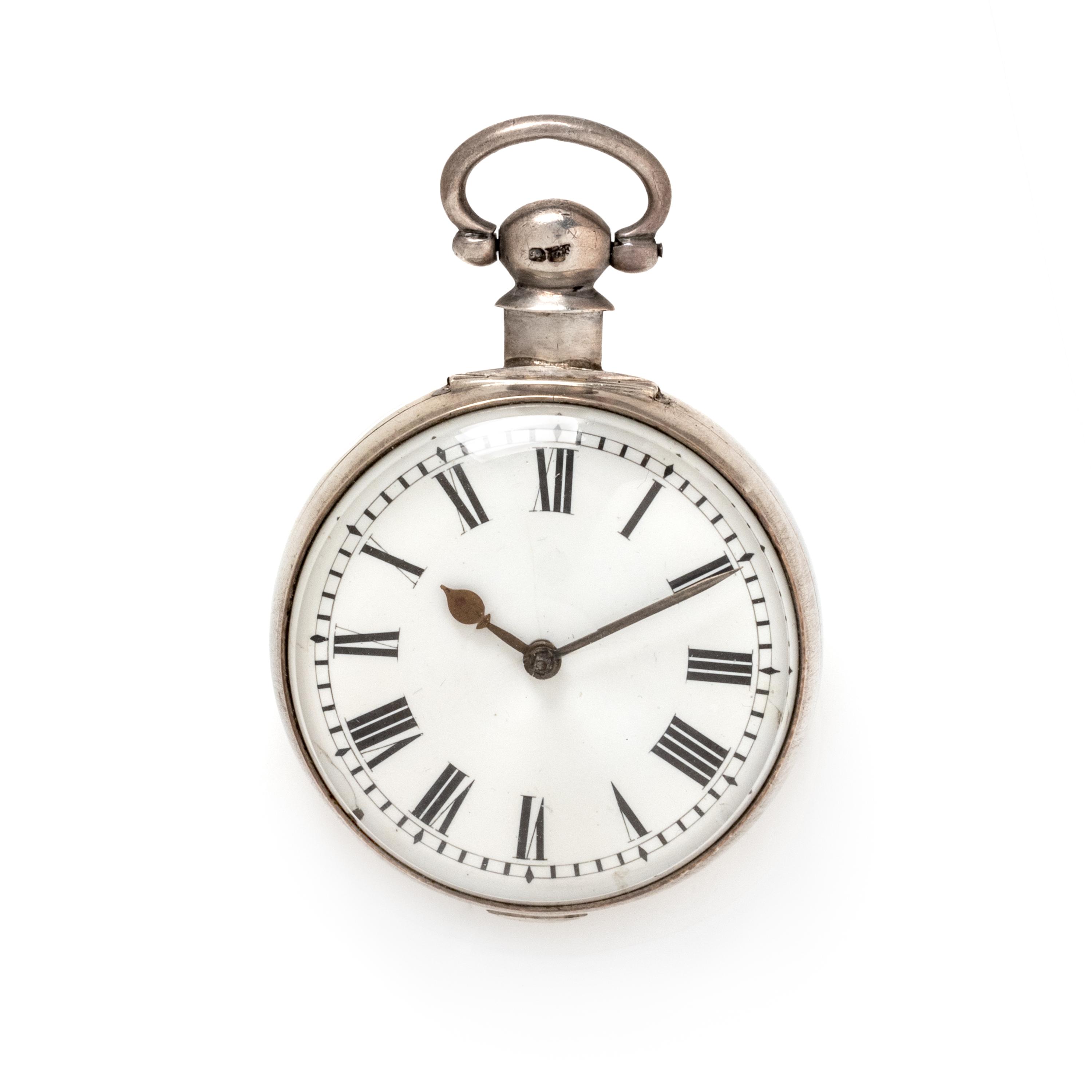 BRITISH, STERLING SILVER OPEN FACE POCKET WATCH