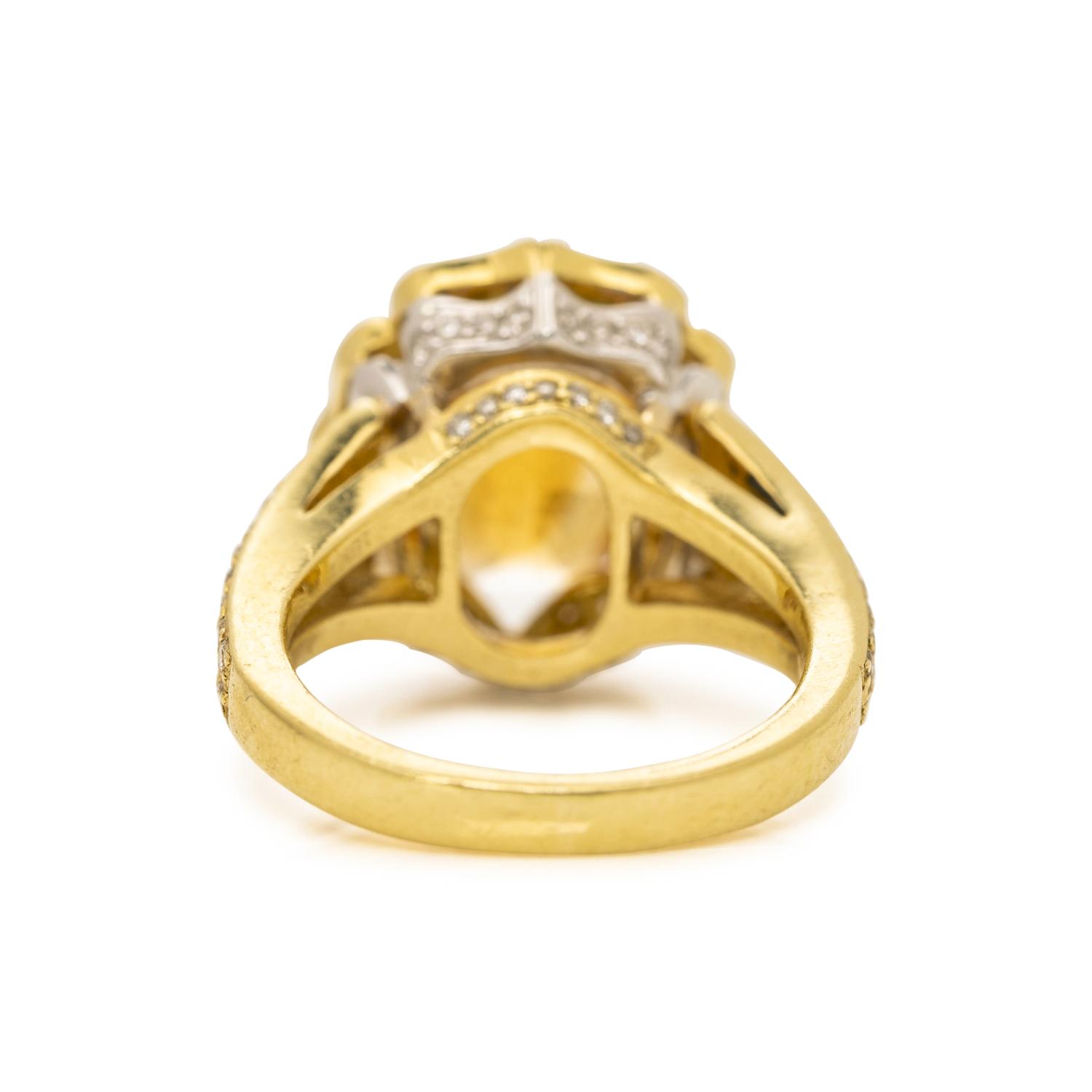CHARLES KRYPELL, YELLOW GOLD, CITRINE AND DIAMOND RING