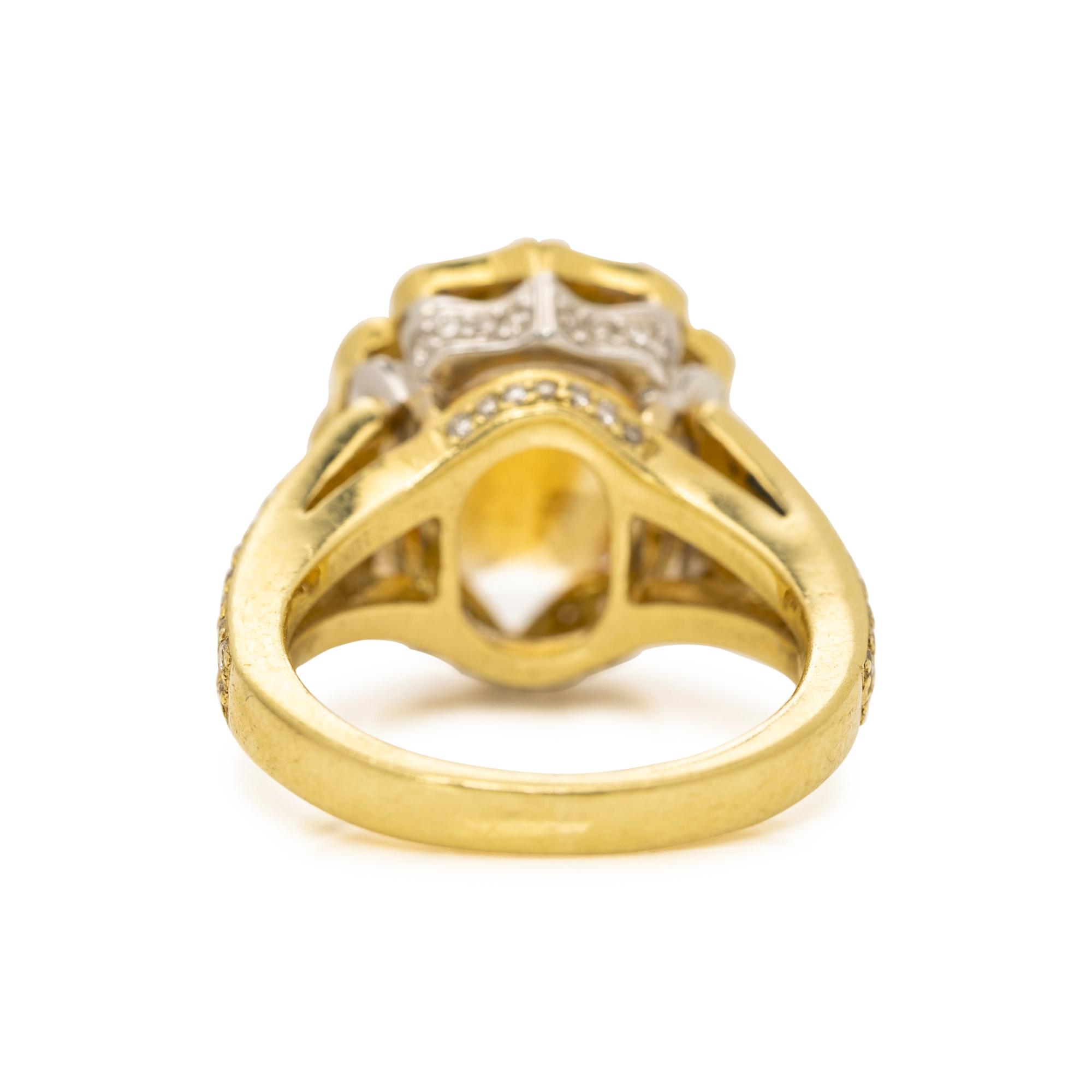 CHARLES KRYPELL, YELLOW GOLD, CITRINE AND DIAMOND RING
