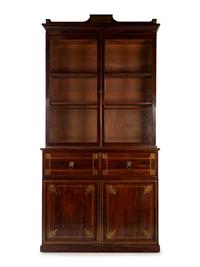 A William IV Brass Inlaid Secretary Bookcase