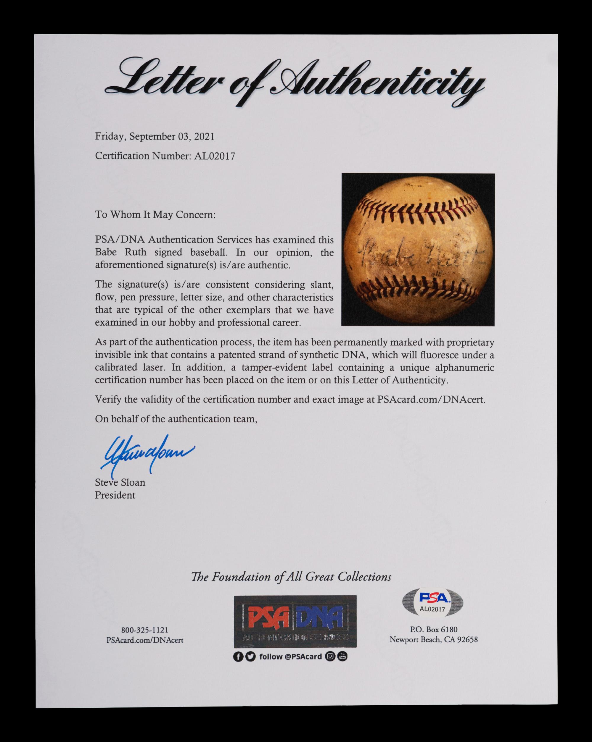 A Babe Ruth Signed Autograph Worth Baseball (PSA Authentic)