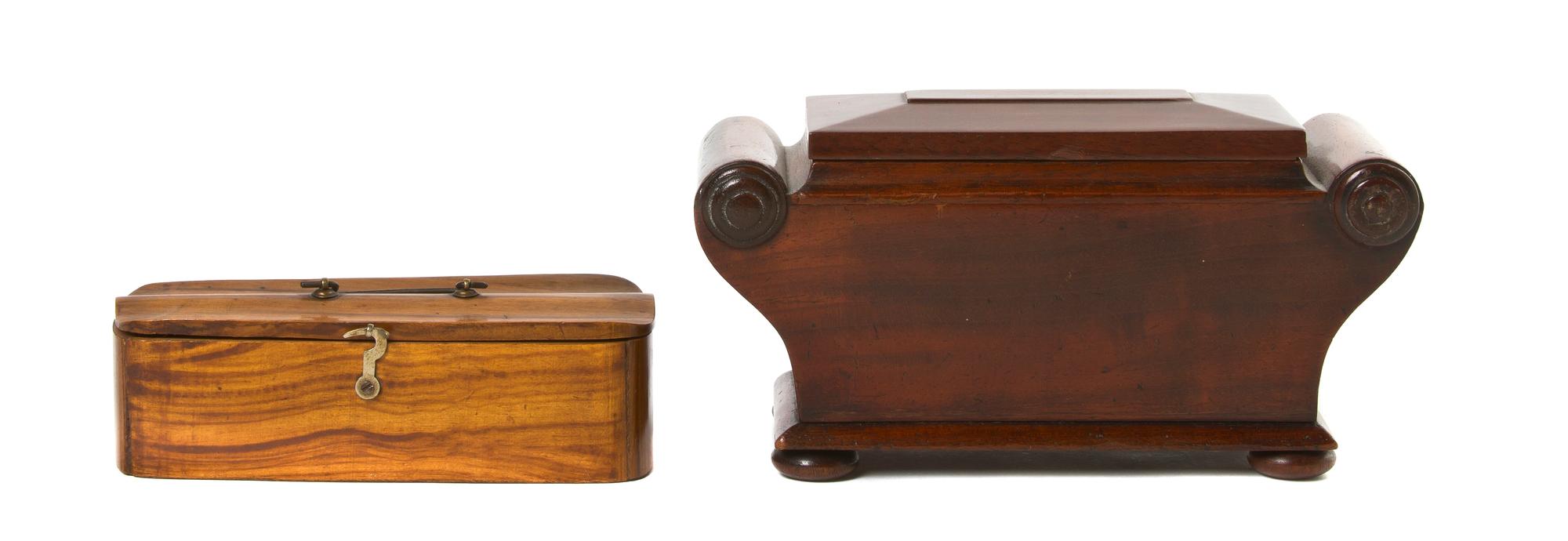 A Regency Mahogany Table Casket, Width of first 6 3/4 inches.