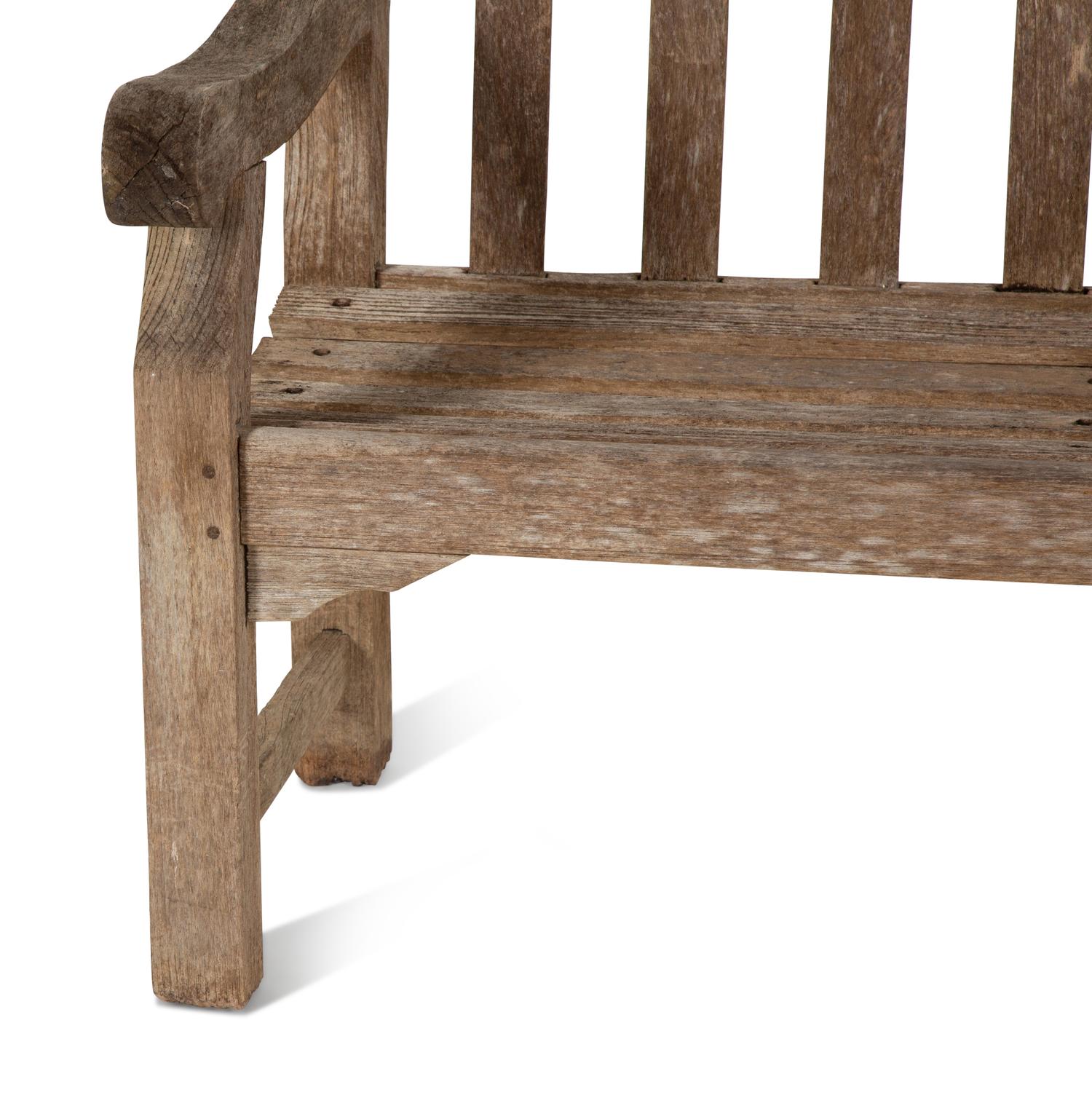 A Pair of Weathered Teak Benches — 20th Century