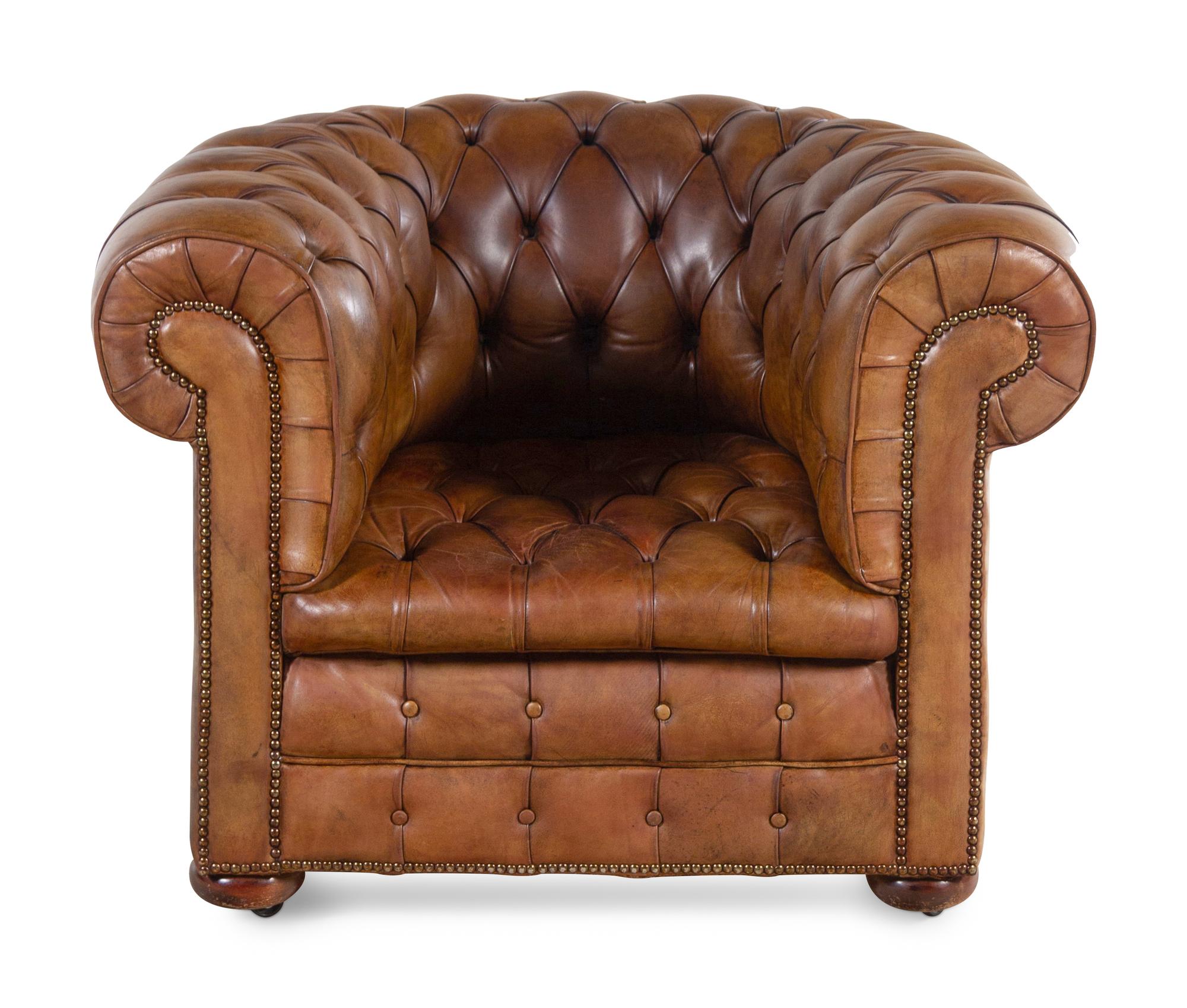 A Leather Upholstered Chesterfield Armchair