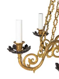 A William IV Gilt and Patinated Bronze Six-Light Chandelier
