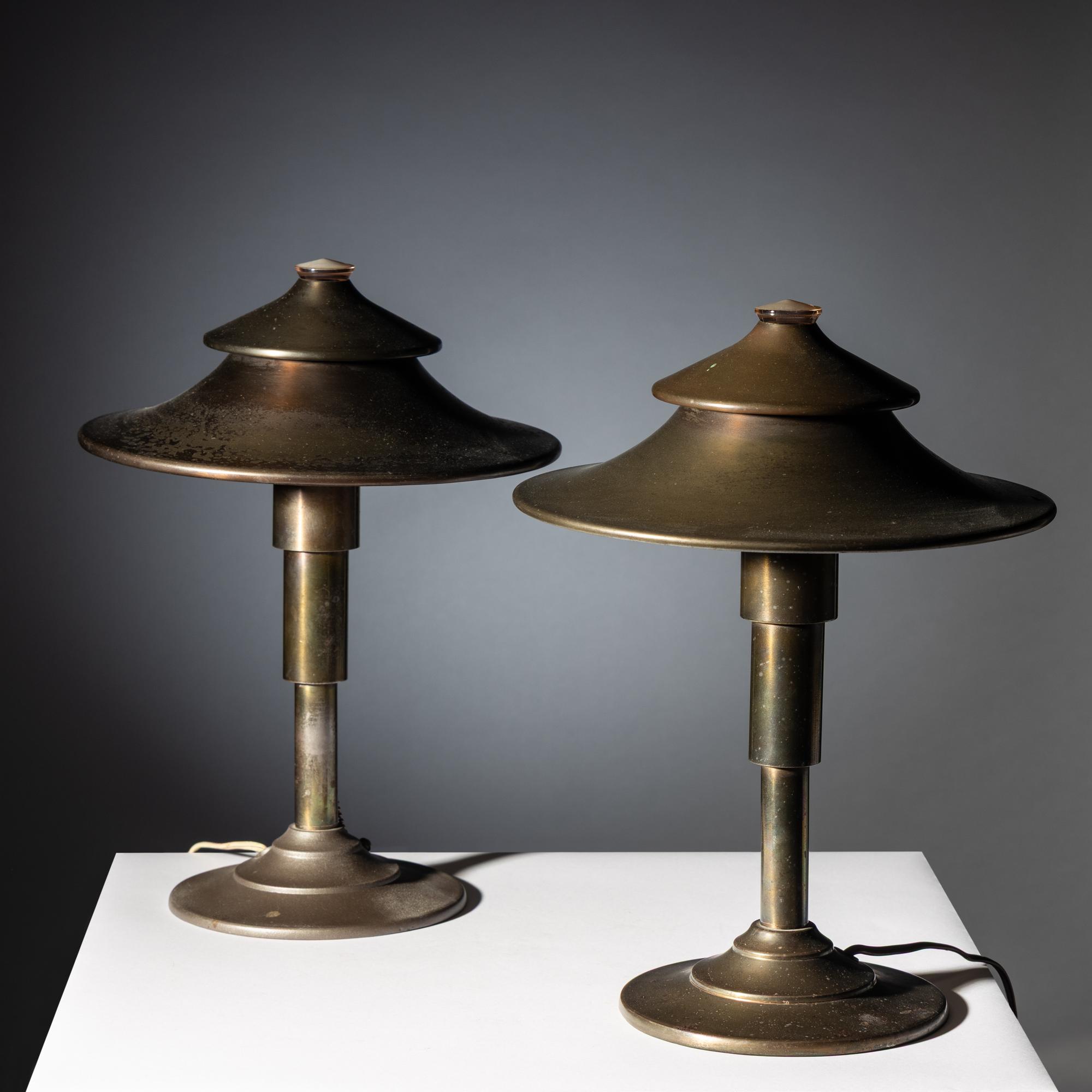 Two Pagoda table lamps for Miller Lamp Co., c. 1936