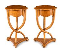 A Pair of Biedermeier Style Burlwood Side Tables