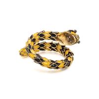 YELLOW GOLD, ENAMEL, AND GEMSTONE SNAKE BANGLE BRACELET