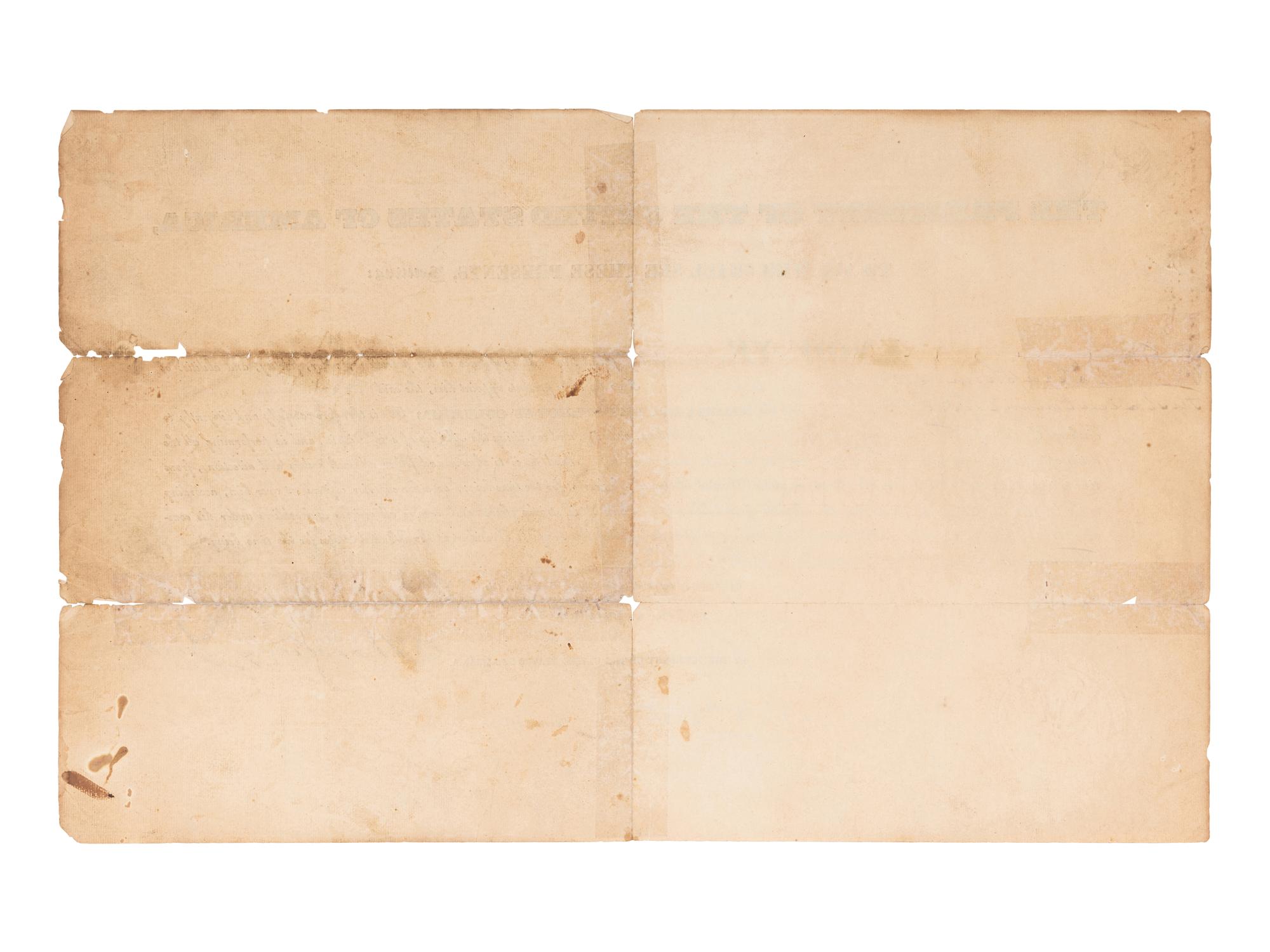 JACKSON, Andrew (1767-1845). Partly printed document signed ("Andrew Jackson"), as President, countersigned by John Henry Eaton as Secretary of War. 1 October 1830.