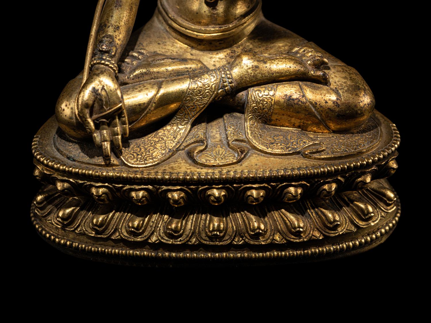 A Sino-Tibetan Gilt Bronze Figure of Tara